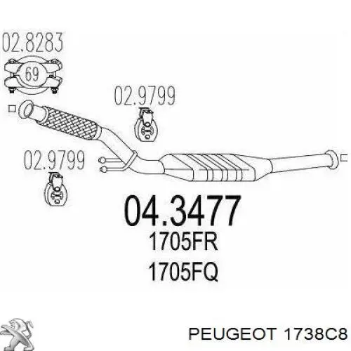 Купити 1738C8 Peugeot/Citroen Перетворювач відпрацьованих газів