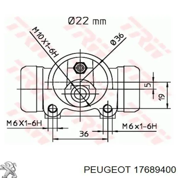 Циліндр гальмівний колісний/робітник, задній 17689400 Peugeot/Citroen