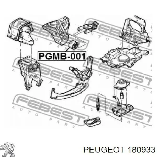 180933 Peugeot/Citroen подушка (опора двигуна, задня (сайлентблок))