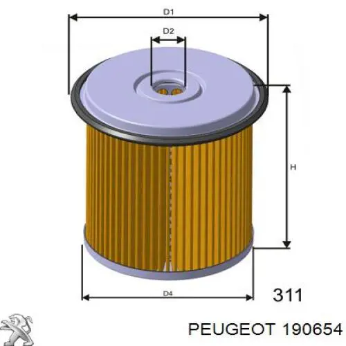 Купити 190654 Peugeot/Citroen Фільтр-відстійник палива грубої очистки