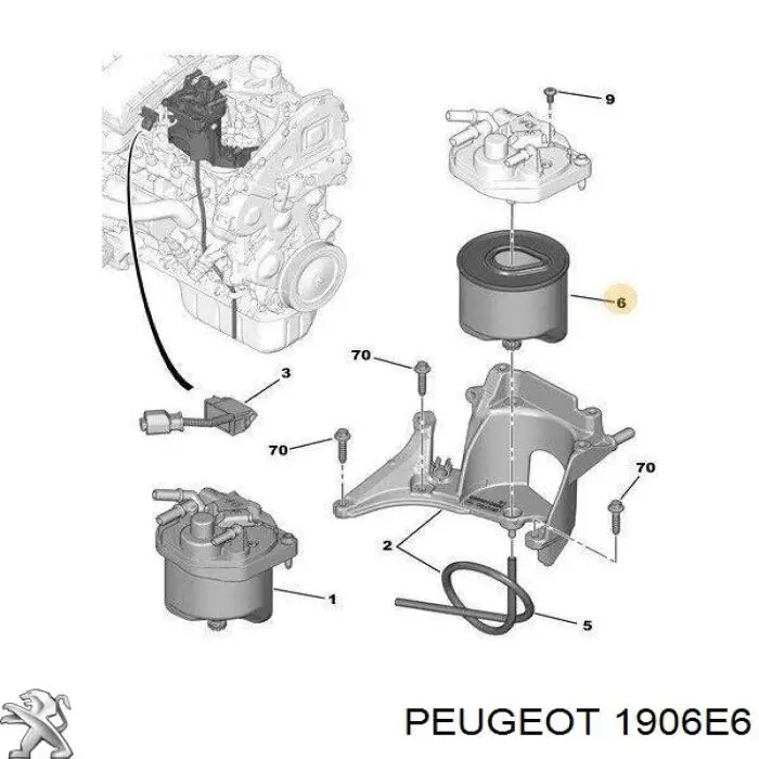 Купити 1906E6 Peugeot/Citroen Корпус паливного фільтра