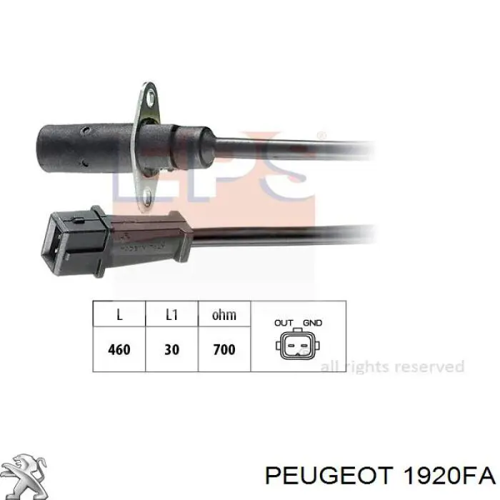 Датчик обертів колінвалу Peugeot/Citroen 1920FA ціна, від 19.01 USD