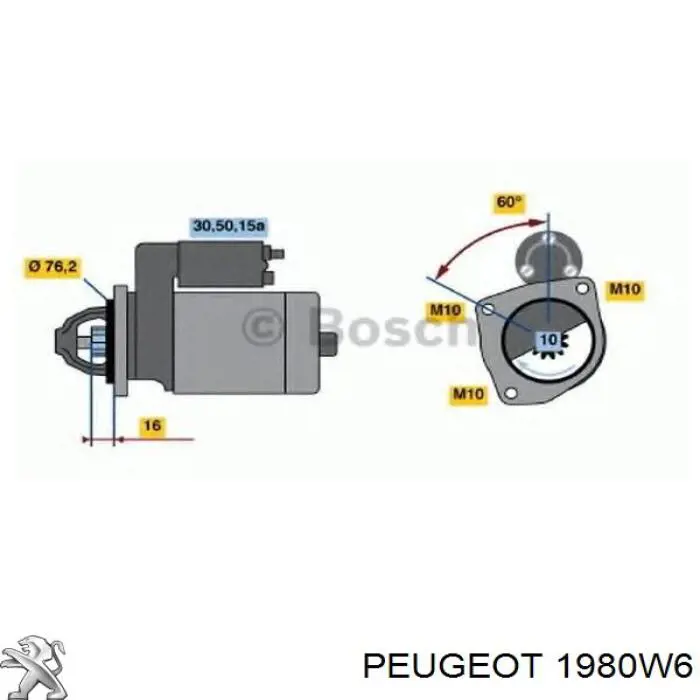 Купити 1980W6 Peugeot/Citroen Форсунка дизельна в зборі, розпилювач + тримач