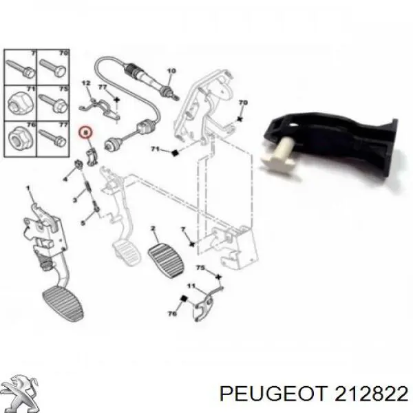 212822 Peugeot/Citroen Кліпса педалі троса зчеплення