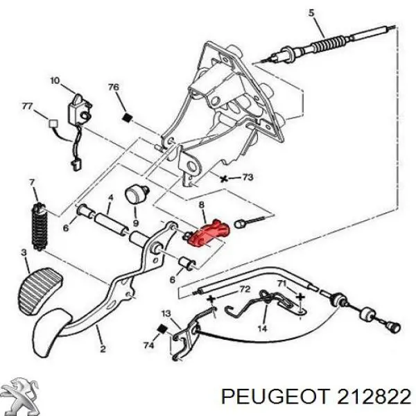 Кліпса педалі троса зчеплення 212822 Peugeot/Citroen