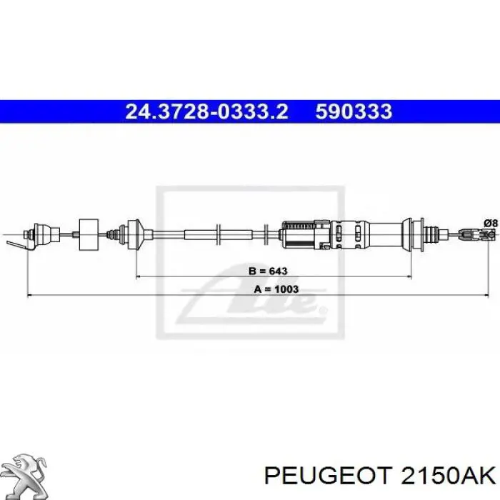 Трос зчеплення 2150AK Peugeot/Citroen