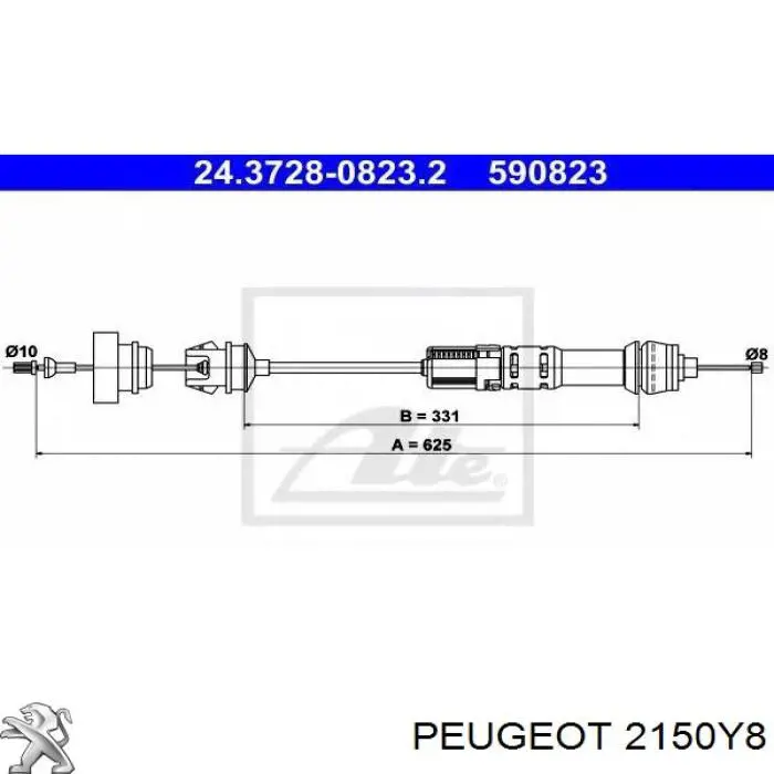 Трос зчеплення Peugeot/Citroen 2150Y8 ціна, від 33.24 USD