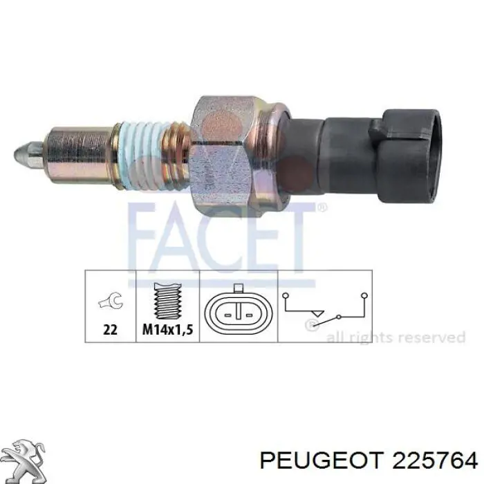Купити 225764 Peugeot/Citroen Вмикач ліхтарів заднього ходу
