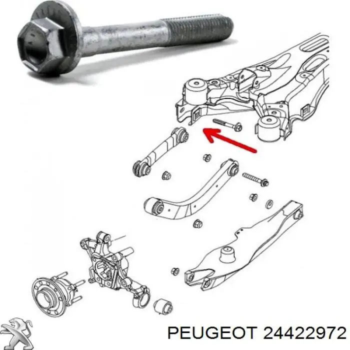 Болт кріплення заднього нижнього важеля, внутрішній Peugeot/Citroen 24422972 ціна, від 13.49 USD