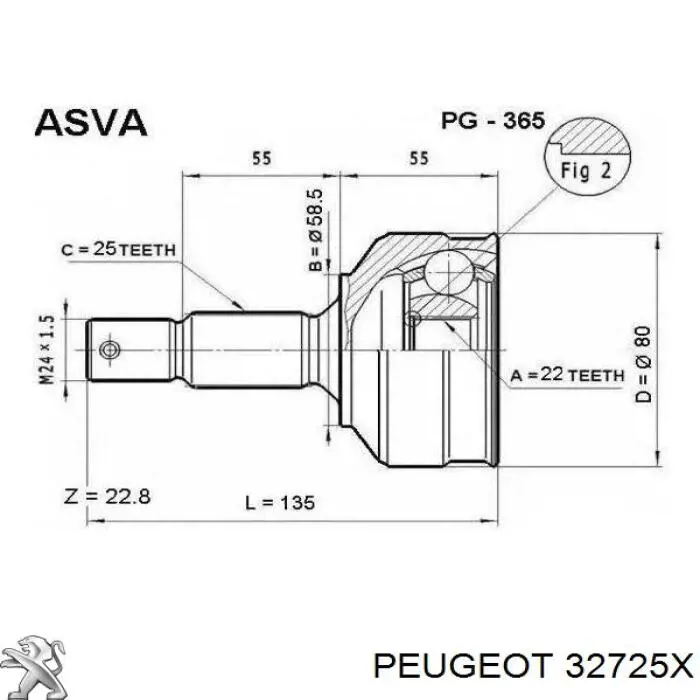 Привід передній лівий Peugeot/Citroen 32725X ціна, від 64.76 USD