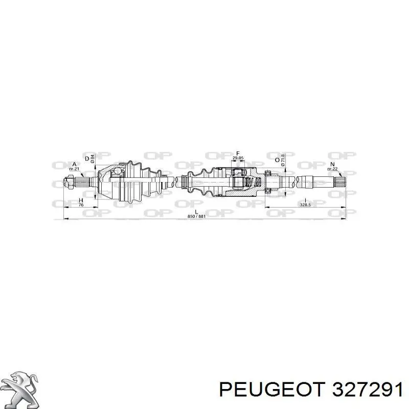 Ліва піввісь 327204 Peugeot/Citroen