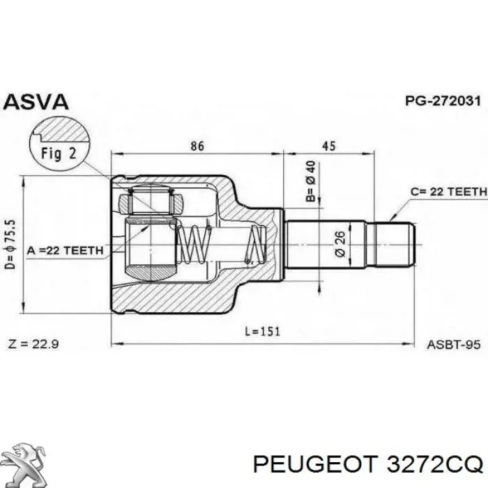 Купити 3272CQ Peugeot/Citroen Ліва піввісь