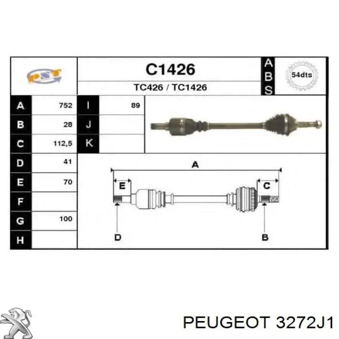 Купити 3272J1 Peugeot/Citroen Ліва піввісь