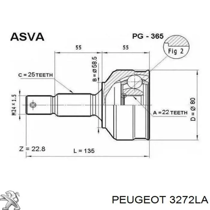 Привід передній лівий Peugeot/Citroen 3272LA ціна, від 63.34 USD
