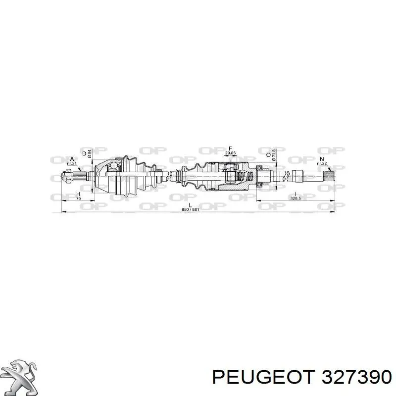 Купити 327390 Peugeot/Citroen Піввісь права