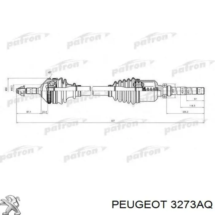 Купити 3273AQ Peugeot/Citroen Піввісь права