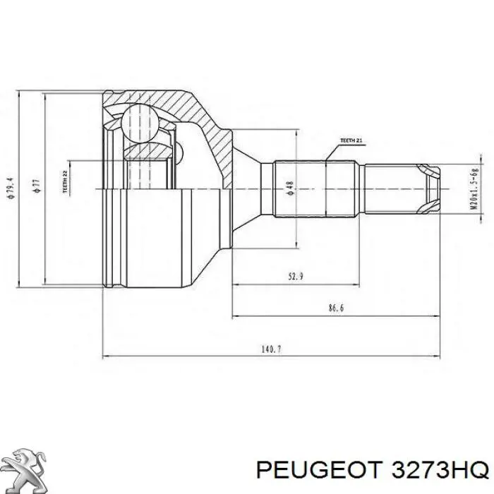 Купити 3272EQ Peugeot/Citroen Піввісь права