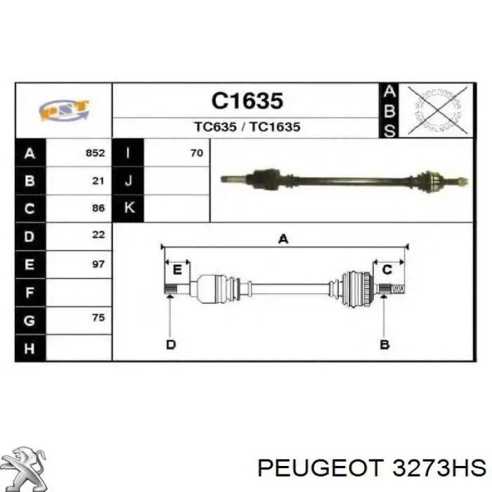 ШРУС зовнішній передній 3273HS Peugeot/Citroen