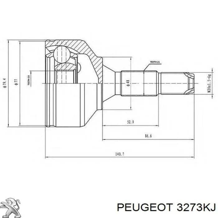 Купити 3273KK Peugeot/Citroen Піввісь права