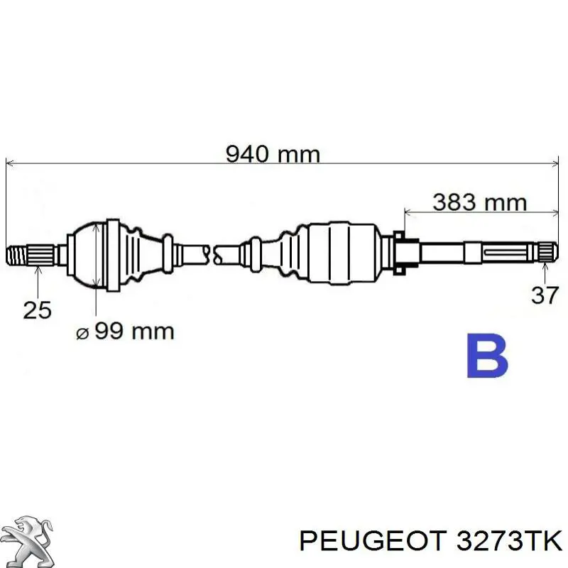 Купити 3273CY Peugeot/Citroen Піввісь права
