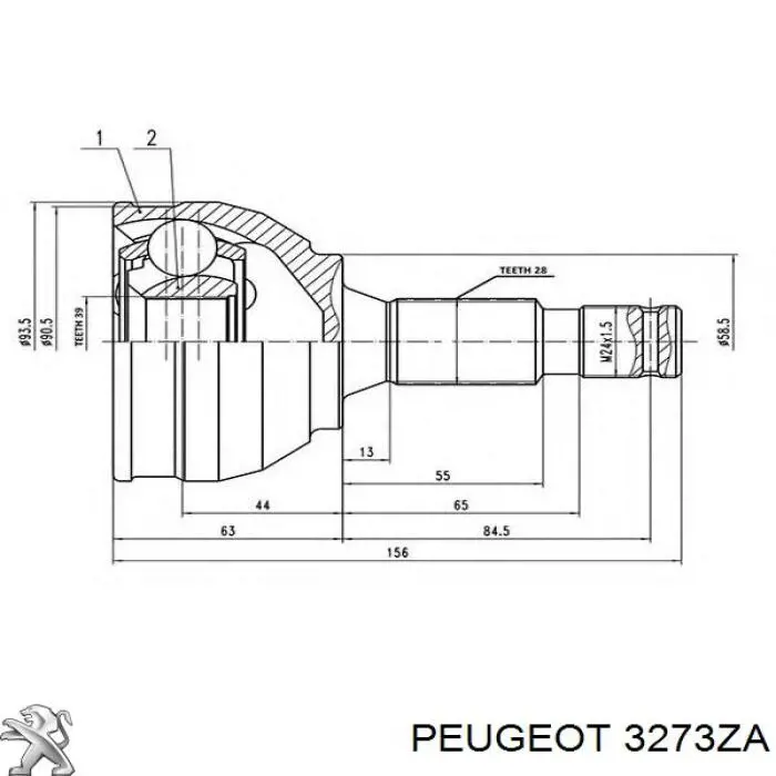 ШРУС внутрішній, передній 3273ZA Peugeot/Citroen