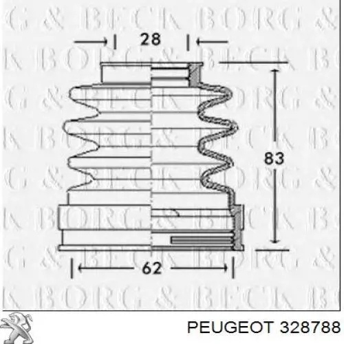 Пильник гранати внутрішній, передній півосі Peugeot/Citroen 328788 ціна, від 7.89 USD