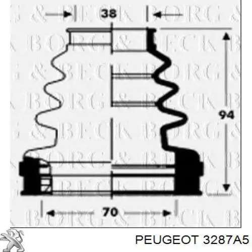 Купити 3287A5 Peugeot/Citroen Пильник шарніра кутових швидкостей внутрішній передній