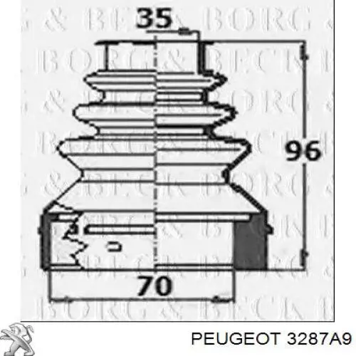Купити 3287A9 Peugeot/Citroen Пильник шарніра кутових швидкостей внутрішній передній