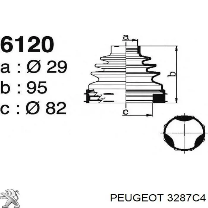 Пильник гранати внутрішній, передній півосі Peugeot/Citroen 3287C4 ціна, від 10.22 USD