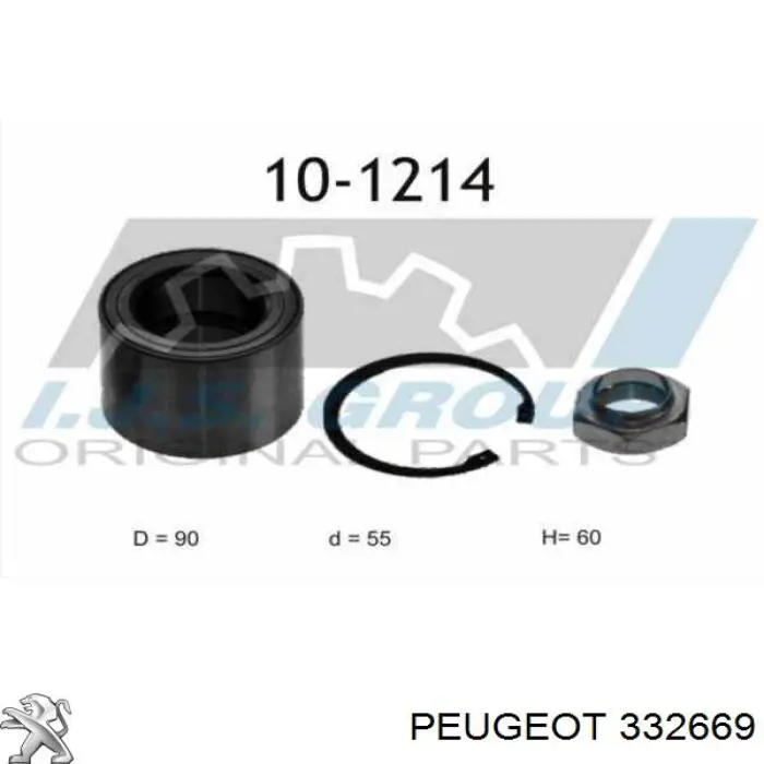 Комплект підшипник маточини передньої Peugeot/Citroen 332669 ціна, від 49.59 USD