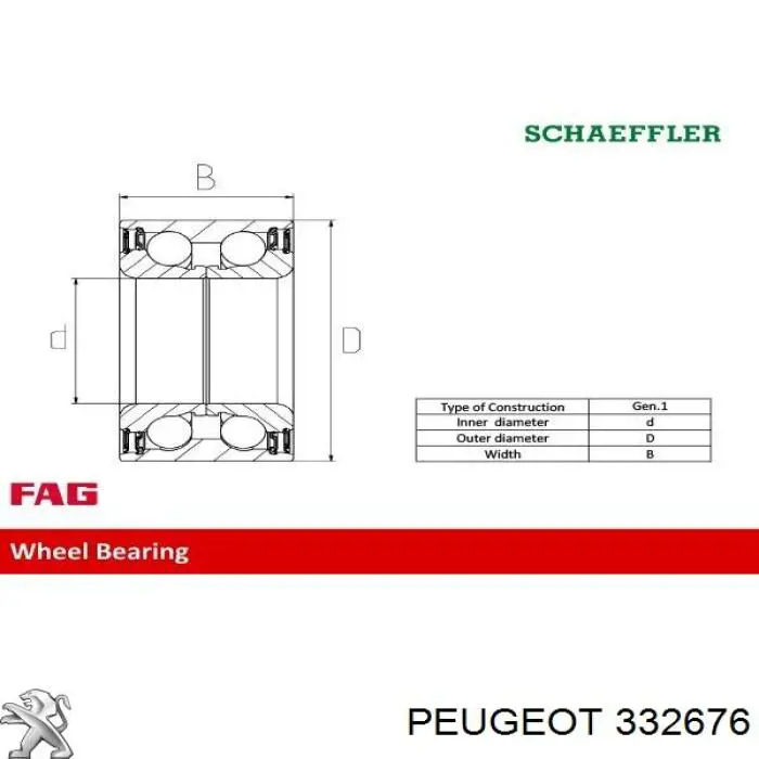 Купити 332676 Peugeot/Citroen Підшипник ступиці передньої