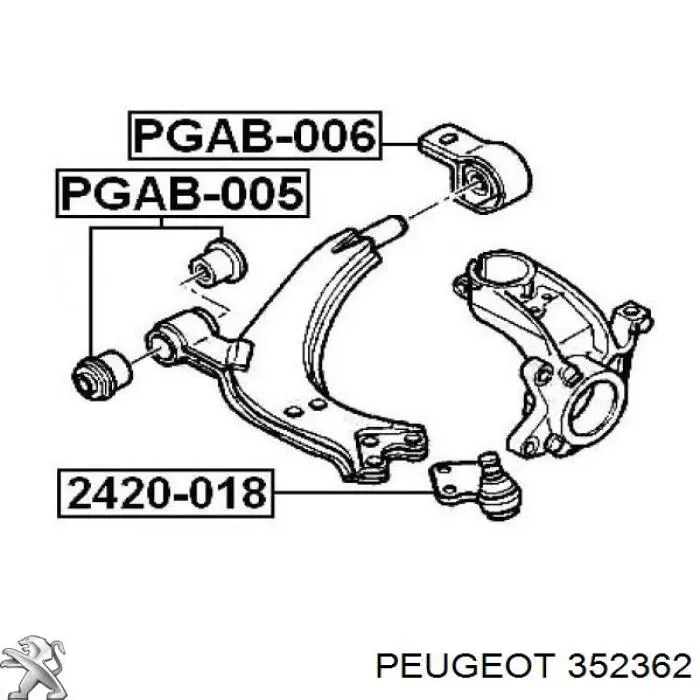Сайлентблок нижнього важеля передньої підвіски Peugeot/Citroen 352362 ціна, від 7.24 USD