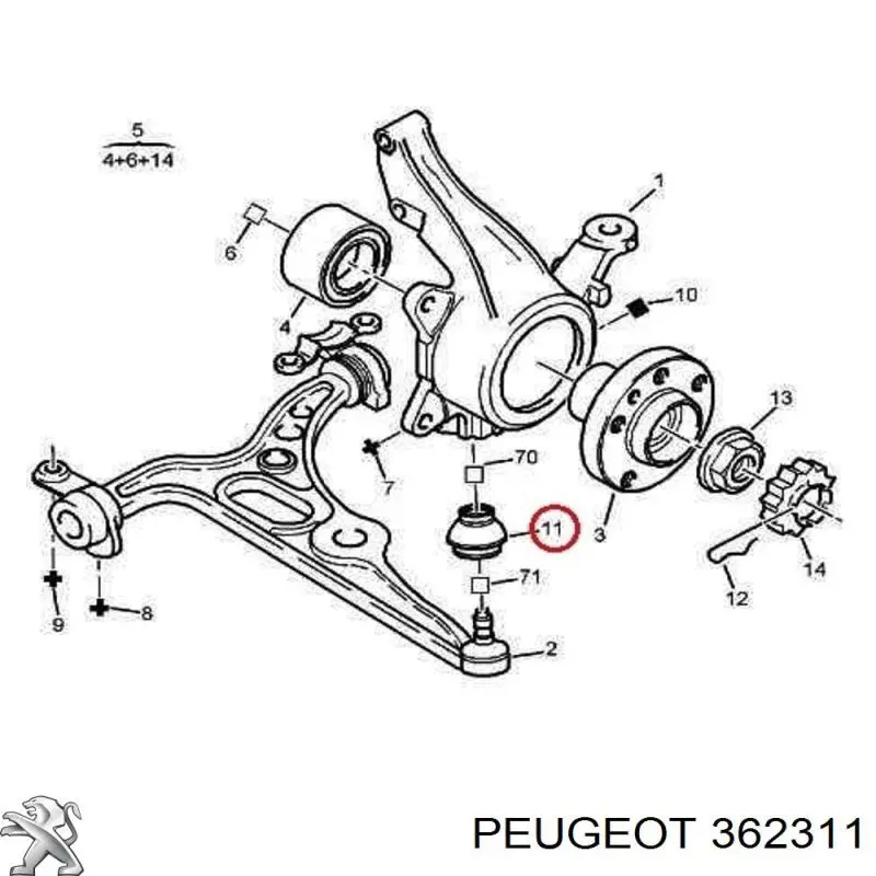 362311 Peugeot/Citroen Пильник опори кульової нижній