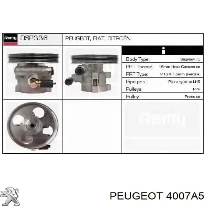 Насос гідропідсилювача керма (ГПК) 4007A5 Peugeot/Citroen