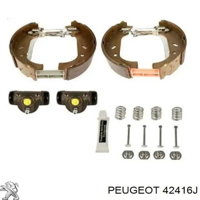 Купити 42416J Peugeot/Citroen Колодки гальмівні задні барабанні, в зборі з циліндруми, комплект