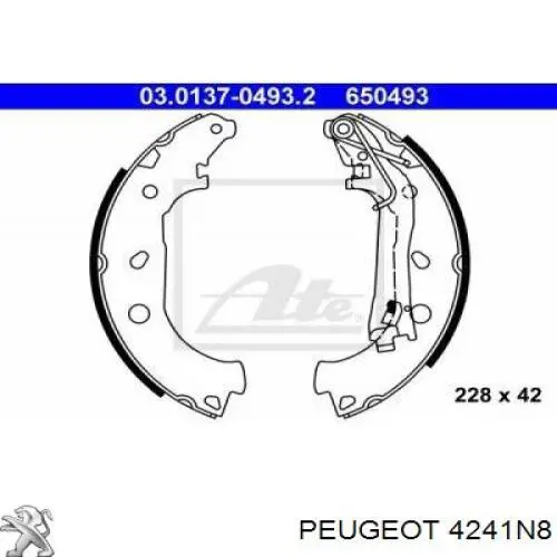 Колодки гальмові задні, барабанні Peugeot/Citroen 4241N8 ціна, від 27.50 USD