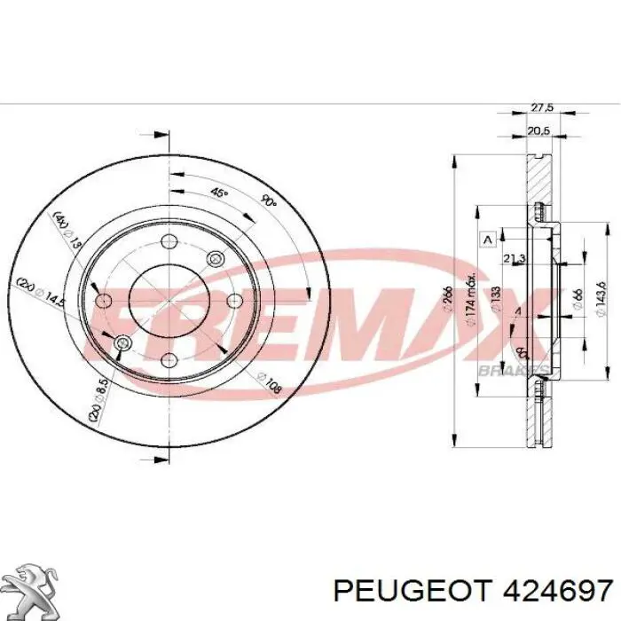 424697 Peugeot/Citroen диск гальмівний передній