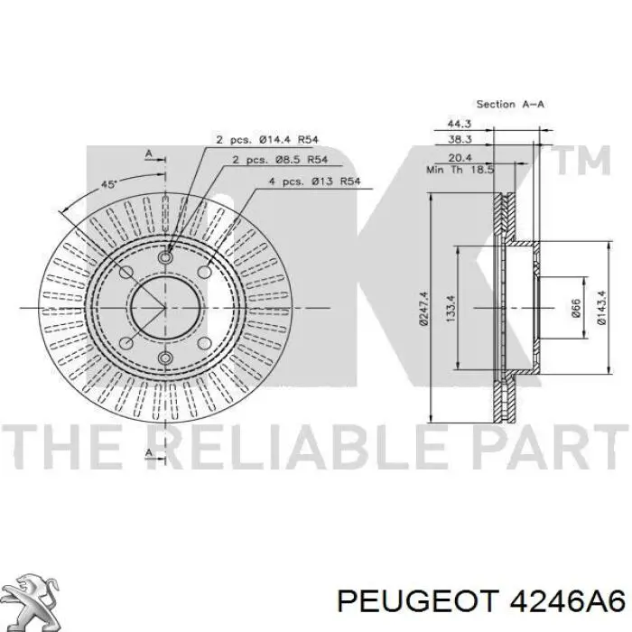 Купити 4246A6 Peugeot/Citroen Ротор гальмівний