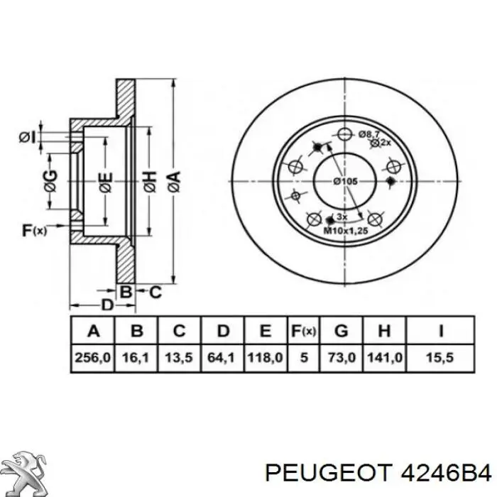 4246B4 Peugeot/Citroen диск гальмівний передній