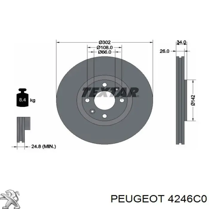 4246C0 Peugeot/Citroen диск гальмівний передній