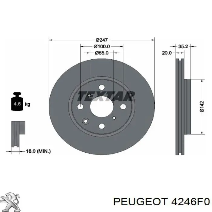 Купити 4246F0 Peugeot/Citroen Ротор гальмівний
