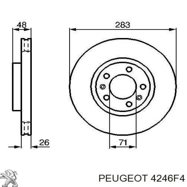 Диск гальмівний передній 4246F4 Peugeot/Citroen