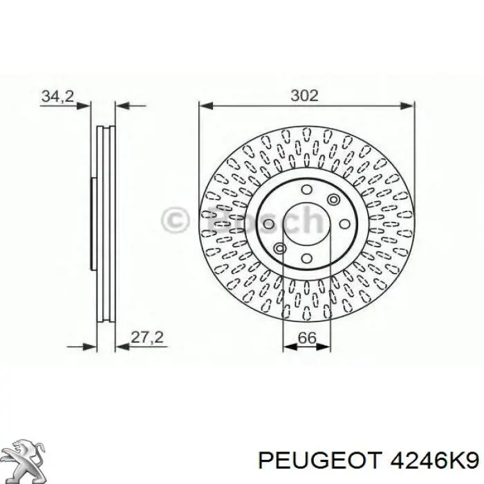 Купити 4246K9 Peugeot/Citroen Диск заднього гальма