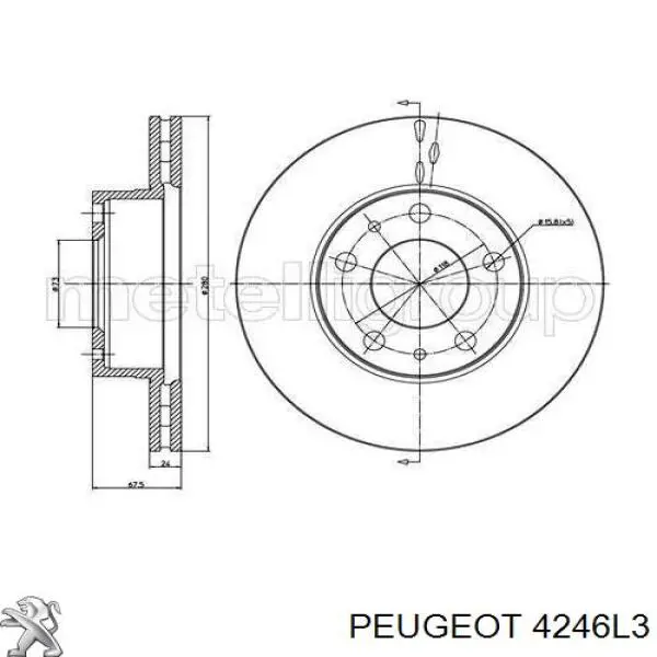 Диск гальмівний передній 4246L3 Peugeot/Citroen