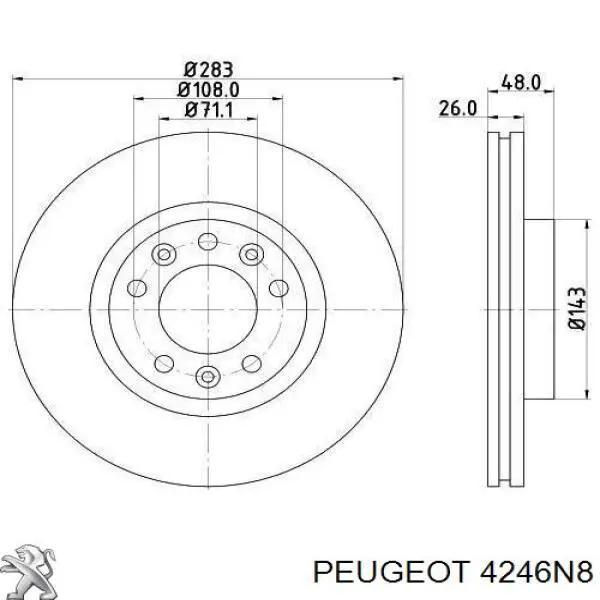 Диск гальмівний передній 4246N8 Peugeot/Citroen