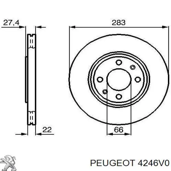 Диск переднього гальма Peugeot/Citroen 4246V0 ціна, від 32.67 USD