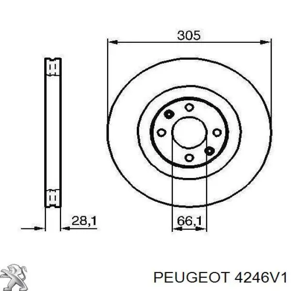 4246V1 Peugeot/Citroen Гальмо дискове переднє