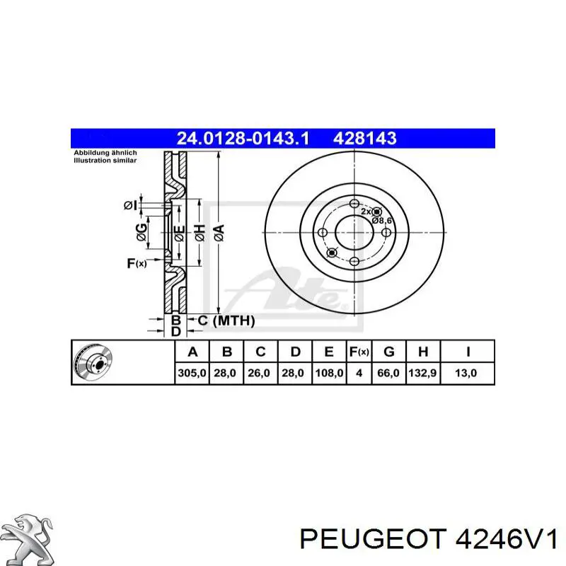 Купити 4246V1 Peugeot/Citroen Ротор гальмівний