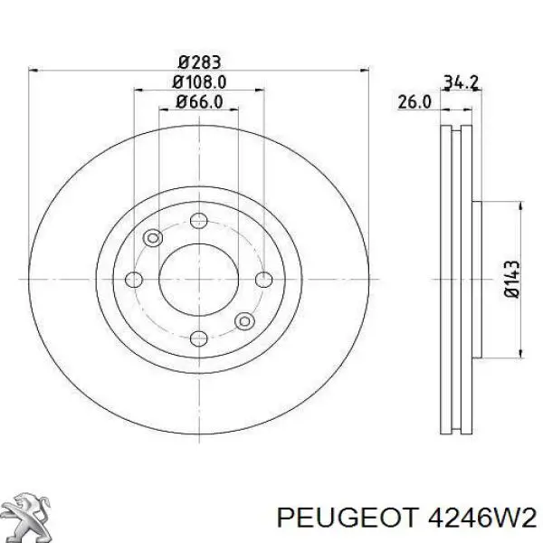 Купити 4246W2 Peugeot/Citroen Ротор гальмівний