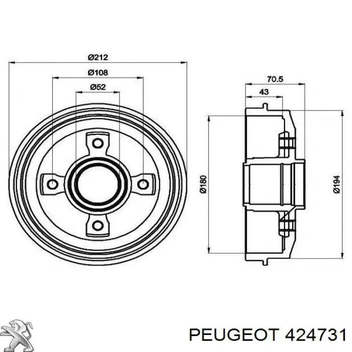 424731 Peugeot/Citroen Барабан гальмівний задній